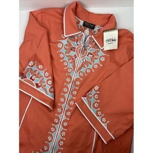 Bob Mackie Wearable Art Zip Jacket Womens 3XL Geometric Embroidered‎ Flower NWT
